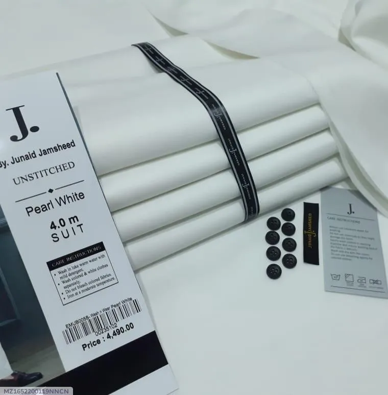 Men's Unstitched Pearl White Suit 4m All Season - Image 3