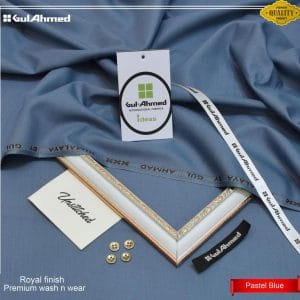 Unstitched Pastel Blue Wash & Wear Suit for Men