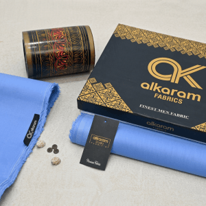 Alkaram Cotton Plain Blue Suit for Men Summer Wear